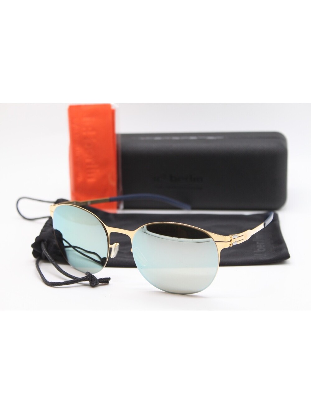 NEW IC! BERLIN MODEL U1 KOTTI SUN GOLD BLUE AUTHENTIC SUNGLASSES W/CASE 54-20